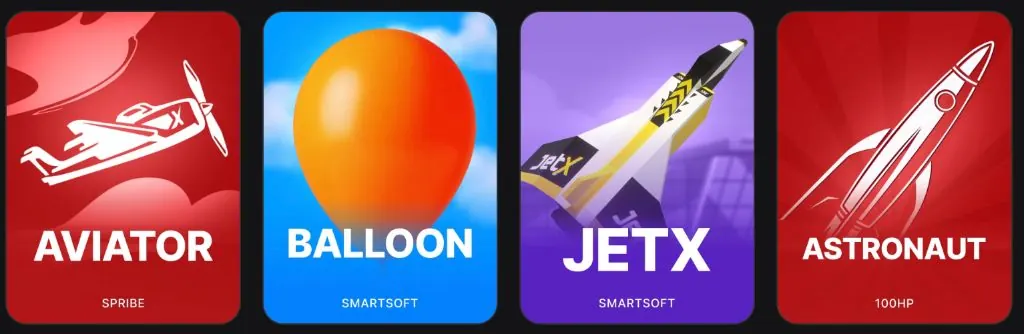 Игры Aviator Balloon JetX Astronaut в приложении